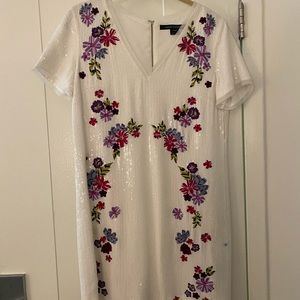 White sequin floral dress